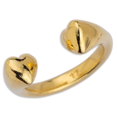 Ring mit Herzen, Innendurchmesser 17 mm, vergoldet