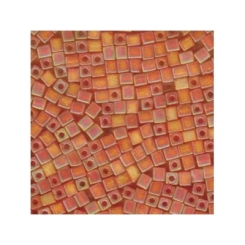 Miyuki Würfel 4 mm, transparent frosted rainbow orange, ca. 20 gr