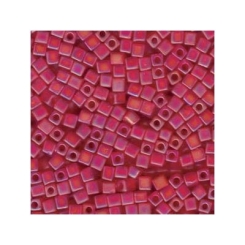 Miyuki Würfel 4 mm, matte transparent ruby AB, ca. 20 gr