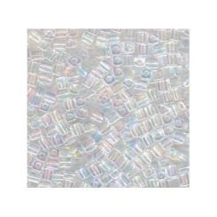 Miyuki Würfel 4 mm, transparent rainnbow clear, ca. 20 gr