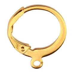 Edelstahl Brisur mit Öse, goldfarben, 14,5 x 12 mm, Öse: 1 mm, Stecker: 0,8 x 1mm