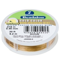 Beadalon 7 Strand, 0,46 mm, 9,2 m, Farbe: Metallic Gold, Schmuckdraht