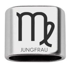 Zwischenstück mit Gravur Sternzeichen "Jungfrau", 20 x 24 mm, versilbert, geeignet für 10 mm Segelseil
