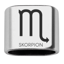 Zwischenstück mit Gravur Sternzeichen "Skorpion", 20 x 24 mm, versilbert, geeignet für 10 mm Segelseil