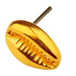 Ohrring Cowrie Muschel, 11 mm, mit Titanstift, vergoldet
