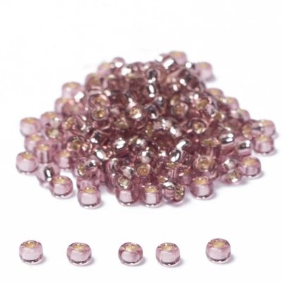 11/0 Perles de rocaille Miyuki, Rondes (environ 2 mm), Couleur : Light Amethyst Silver-Lined, 24 gr. 