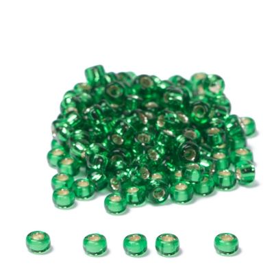 11/0 Perles de rocaille Miyuki, Rondes (environ 2 mm), Couleur : Green Silver-Lined, 24 gr. 