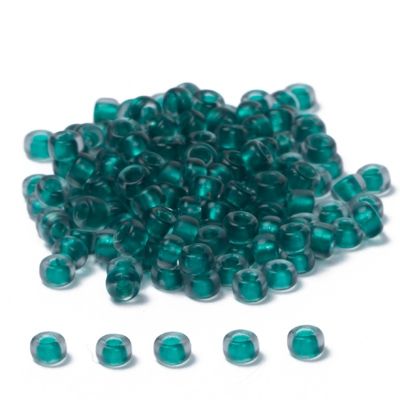 11/0 Miyuki Rocailles beads, round (approx. 2 mm), colour: Emerald-Lined Light Grey, 24 gr. 