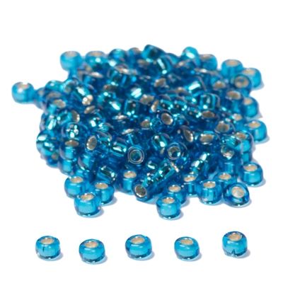 11/0 Perles de rocaille Miyuki, Rondes (environ 2 mm), Couleur : Capri Blue Silver-Lined, 24 gr. 