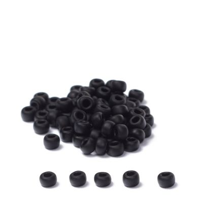 11/0 Miyuki Rocailles beads, round (approx. 2 mm), colour: Black Matte, 24 gr. 
