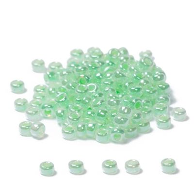 11/0 Perles de rocaille Miyuki, Rondes (environ 2 mm), Couleur : Mint Green Ceylon, 24 gr. 