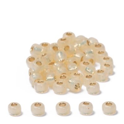 11/0 Perles de rocaille Miyuki, Rondes (env. 2 mm), Couleur : Buttercream, color lined, 23 gr. 