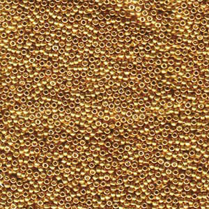 15/0 Miyuki Rocailles beads, round (approx. 1,5 mm), colour: Galvanized Yellow Gold, tube with approx. 8,2 grammes 