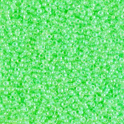 15/0 Miyuki Rocailles Perlen, Rund (ca. 1,5 mm), Farbe: Luminous Mint Green, Röhrchen mit ca. 8,2 Gramm 