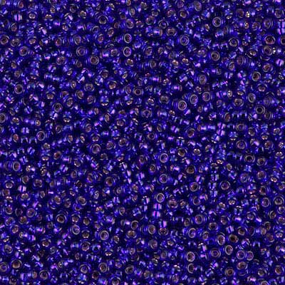 15/0 Miyuki Rocailles Perlen, Rund (ca. 1,5 mm), Farbe: Silver Lined Violet, Röhrchen mit ca. 8,2 Gramm 