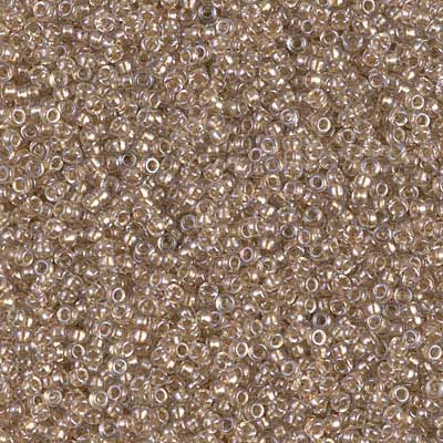 15/0 Miyuki Rocailles beads, round (approx. 1,5 mm), colour: Sparkling Light Bronze Lined Crystal , tube with approx. 8,2 grammes 