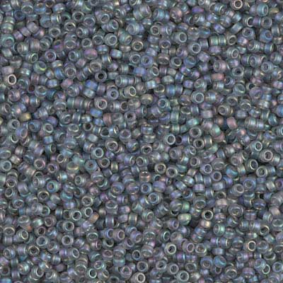 15/0 perles de rocaille Miyuki, rondes (environ 1,5 mm), couleur : Matte Gray AB, tube d'environ 8,2 grammes 