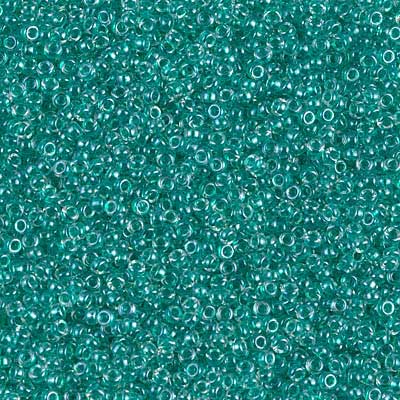 15/0 Miyuki Rocailles Perlen, Rund (ca. 1,5 mm), Farbe: Sparkling Teal Lined Crystal , Röhrchen mit ca. 8,2 Gramm 