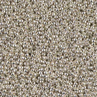 15/0 Miyuki Rocailles Perlen, Rund (ca. 1,5 mm), Farbe: Galvanized  Silver, Röhrchen mit ca. 8,2 Gramm 