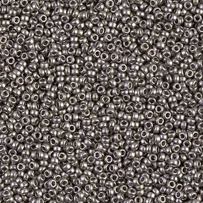 15/0 Miyuki Rocailles beads, Round (approx. 1,5 mm), Colour: Matte Metallic Silver, Tube with approx. 8,2 grammes 