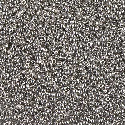 15/0 Miyuki Rocailles beads, round (approx. 1,5 mm), colour: Palladium Plated (DB38), tube with approx. 8,2 grammes 