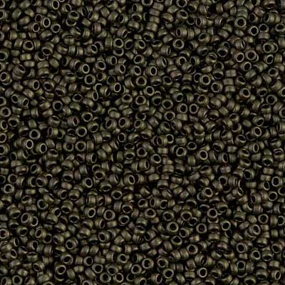 15/0 Miyuki Rocailles Perlen, Rund (ca. 1,5 mm), Farbe: Matte Olive Green, Röhrchen mit ca. 8,2 Gramm 