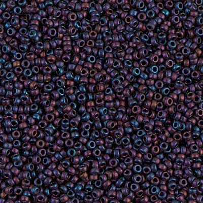 15/0 Miyuki Rocailles Perlen, Rund (ca. 1,5 mm), Farbe: Matte Metallic Dark Raspberry, Röhrchen mit ca. 8,2 Gramm 