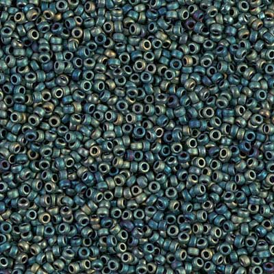 15/0 Miyuki Rocailles kralen, rond (ca. 1,5 mm), kleur: mat metallic patina iriserend, tube met ca. 8,2 gram 