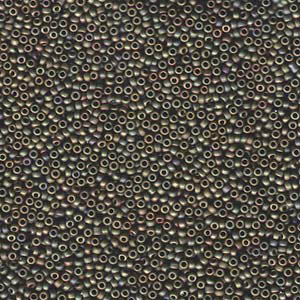 15/0 Miyuki Rocailles Perlen, Rund (ca. 1,5 mm), Farbe: Matte Metallic Khaki Irisierend, Röhrchen mit ca. 8,2 Gramm 