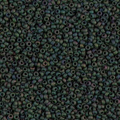 15/0 Miyuki Rocailles Perlen, Rund (ca. 1,5 mm), Farbe: Matte Metallic Teal Irisierend, Röhrchen mit ca. 8,2 Gramm 