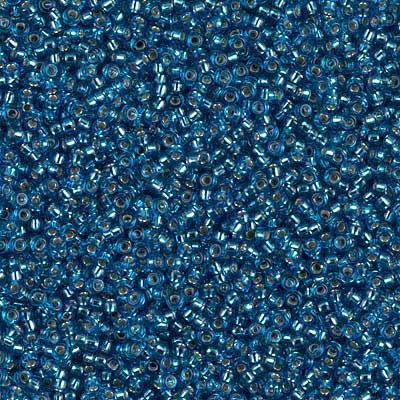 15/0 Miyuki Rocailles Perlen, Rund (ca. 1,5 mm), Farbe: Capri Blue, Silver Lined , Röhrchen mit ca. 8,2 Gramm 