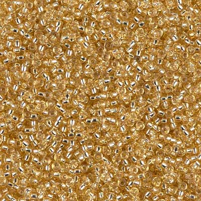 15/0 Miyuki Rocailles beads, Round (approx. 1,5 mm), Colour: Gold, Silver Lined, Tube with approx. 8,2 grammes 