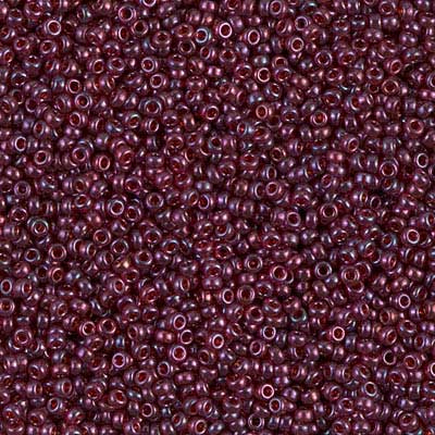 15/0 Miyuki Rocailles beads, round (approx. 1,5 mm), colour: Cranberry Gold Luster, tube with approx. 8,2 grammes 