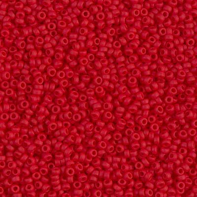 15/0 Miyuki Rocailles Perlen, Rund (ca. 1,5 mm), Farbe: Red, Opaque , Röhrchen mit ca. 8,2 Gramm 