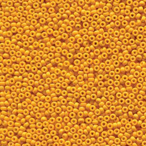 15/0 Miyuki Rocailles Perlen, Rund (ca. 1,5 mm), Farbe: Duracoat Opaque Dyed Yellow, Röhrchen mit ca. 8,2 Gramm 