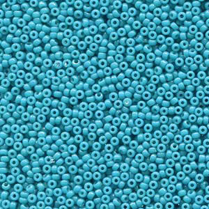 15/0 Miyuki Rocailles beads, round (approx. 1,5 mm), colour: Duracoat Opaque Dyed Blue Green, tube with approx. 8,2 grammes 