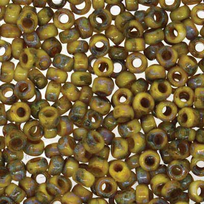 15/0 Miyuki Rocailles Perlen, Rund (ca. 1,5 mm), Farbe: Picasso Opaque Yellow, Röhrchen mit ca. 8,2 Gramm 