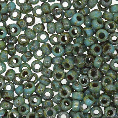 15/0 Miyuki Rocailles Perlen, Rund (ca. 1,5 mm), Farbe: Picasso Seafoam Green, Röhrchen mit ca. 8,2 Gramm 