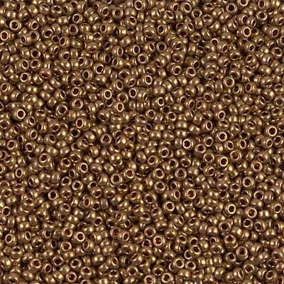 15/0 Miyuki Rocailles beads, round (approx. 1,5 mm), colour: Metallic Light Bronze, tube with approx. 8,2 grammes 