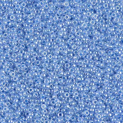 15/0 Miyuki Rocailles Perlen, Rund (ca. 1,5 mm), Farbe: Sky Blue Ceylon, Röhrchen mit ca. 8,2 Gramm 