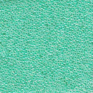 15/0 Miyuki Rocailles Perlen, Rund (ca. 1,5 mm), Farbe: Aqua Green Ceylon, Röhrchen mit ca. 8,2 Gramm 