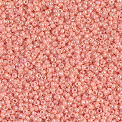 15/0 Miyuki Rocailles Perlen, Rund (ca. 1,5 mm), Farbe: Peach Luster Opaque , Röhrchen mit ca. 8,2 Gramm 