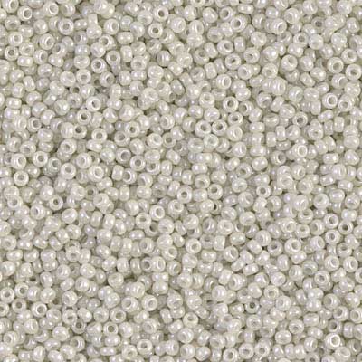 15/0 Miyuki Rocailles Perlen, Rund (ca. 1,5 mm), Farbe: Limestone Luster Opaque , Röhrchen mit ca. 8,2 Gramm 