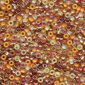 15/0 Miyuki Rocailles beads, round (approx. 1,5 mm), colour: Mix Gold Medley , tube with approx. 8,2 grammes 
