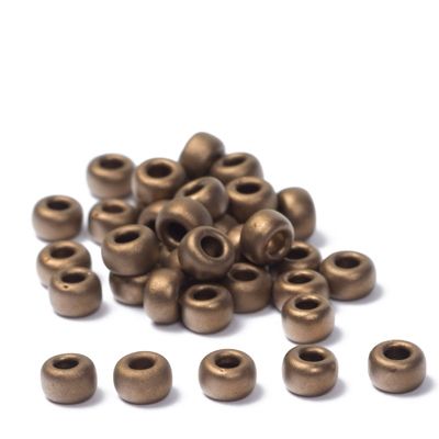 6/0 perles de rocaille Miyuki, rondes (env. 4 mm), couleur : Metallic Bronze Matte, env. 20 gr 
