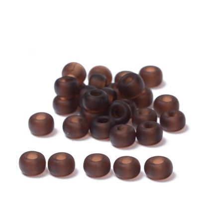6/0 Miyuki Rocailles beads, round (approx. 4 mm), colour: Dark Brown Matte Transparent, 20 gr. 