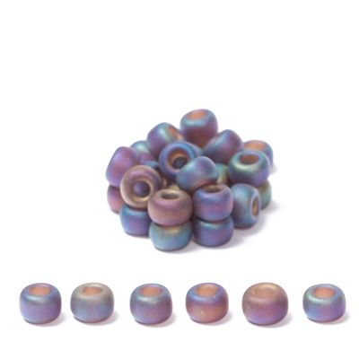 6/0 perles de rocaille Miyuki, rondes (env. 4 mm), couleur : Dark Brown Matte Transparent AB, env. 20 gr 