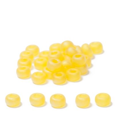 6/0 Miyuki Rocailles Perlen, Rund (ca. 4 mm), Farbe: Yellow Matte Transparent AB, 20 gr. 