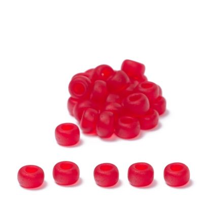 6/0 perles de rocaille Miyuki, rondes (environ 4 mm), couleur : Red Matte Transparent, 20 gr. 