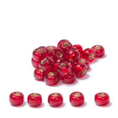6/0 perles de rocaille Miyuki, rondes (env. 4 mm), couleur : Ruby Silver-Lined, env. 20 gr 